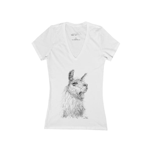 Women's V-Neck Llama Tee Shirt - STEVE
