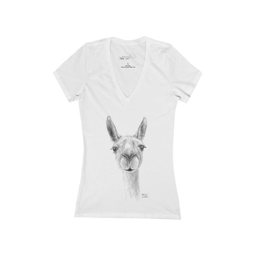 Llama tee-shirt: Women's Deep V-Neck ADDISON