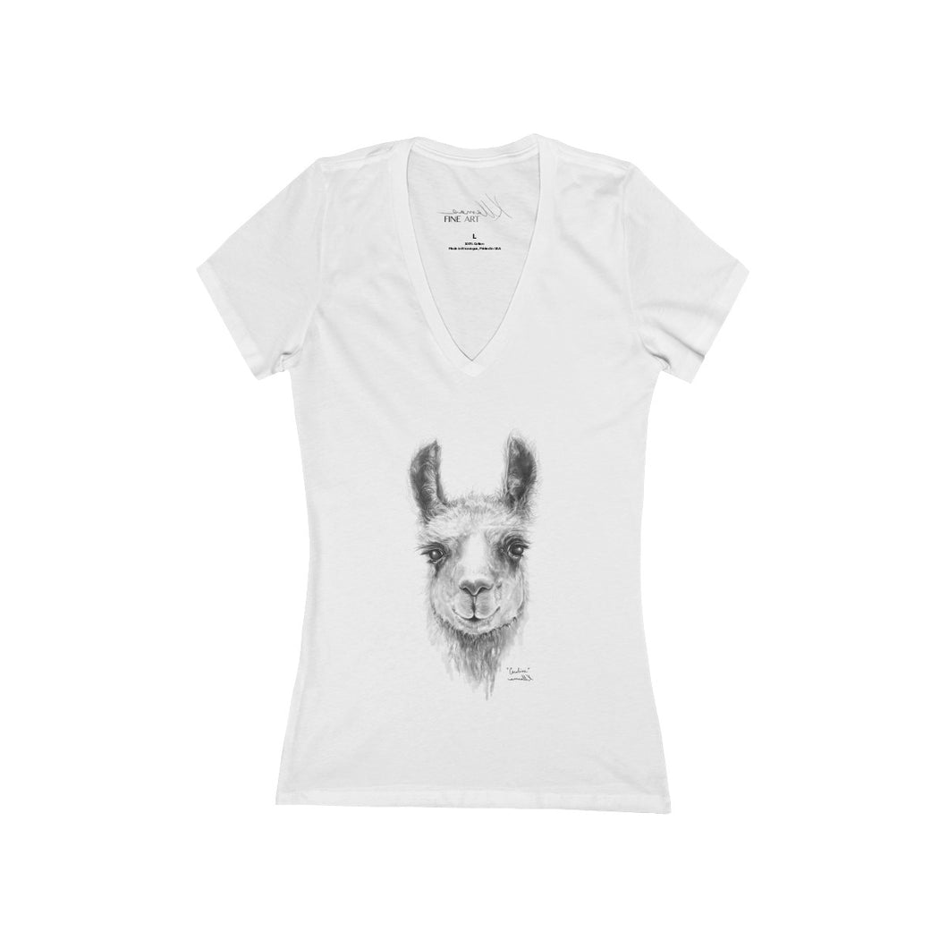 Llama V-Neck Tee Shirt - CAROLINE