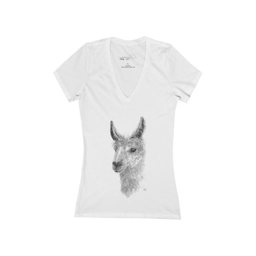 Women's V-Neck Llama Tee Shirt - TEELE